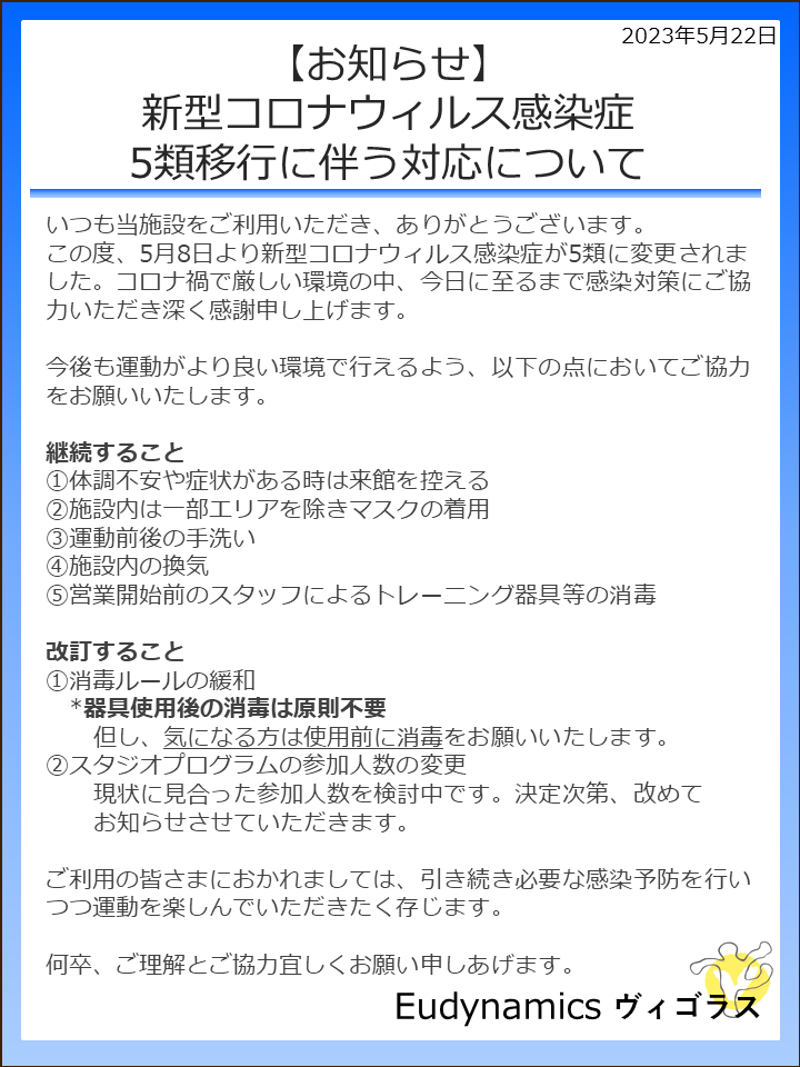 新型コロナウィルス感染症 5 類移行に伴う対応について