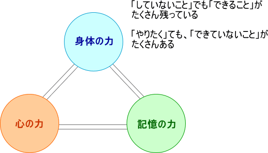 身体の力・心の力・記憶の力の図